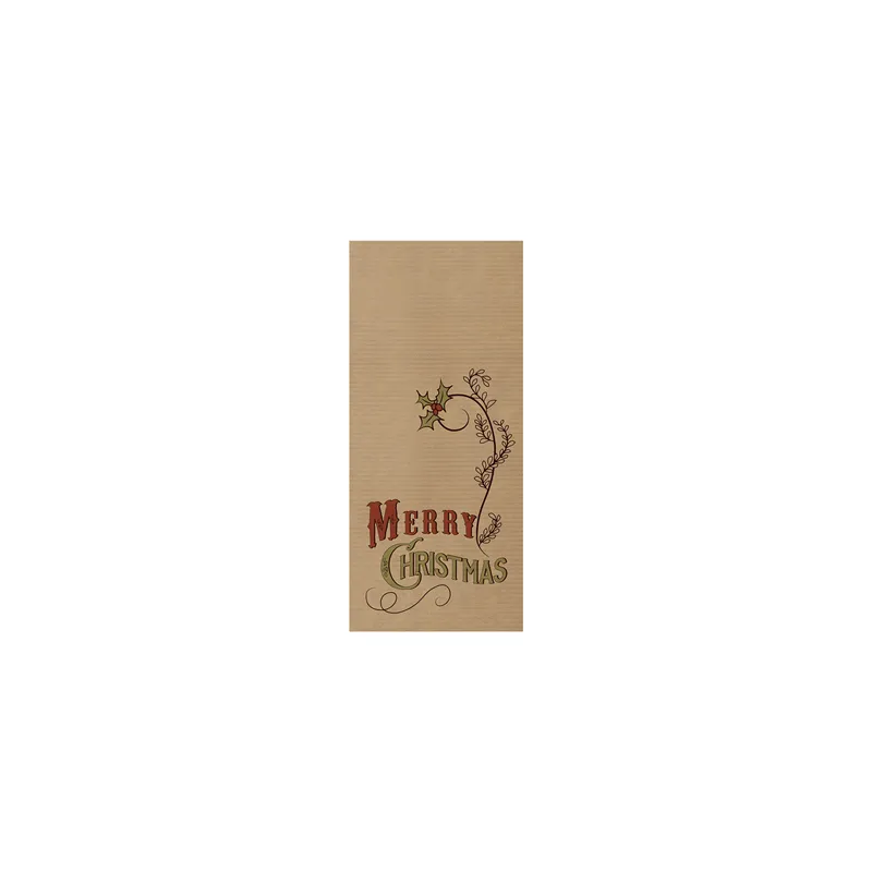 SERVIETTES EMB. 'D.POINT' 40x32 CM - MERRY CHRISTMAS 'JUST IN TIME'  40 + 10PE G/M2 11x25 CM KRAFT VERGÉ (300 UNITÉ)